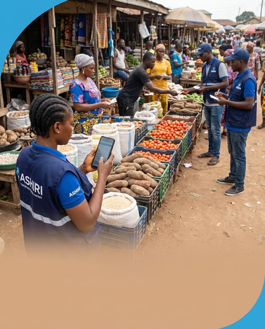 Nigerian market traders whose savings activity can become credit data through Ashiri